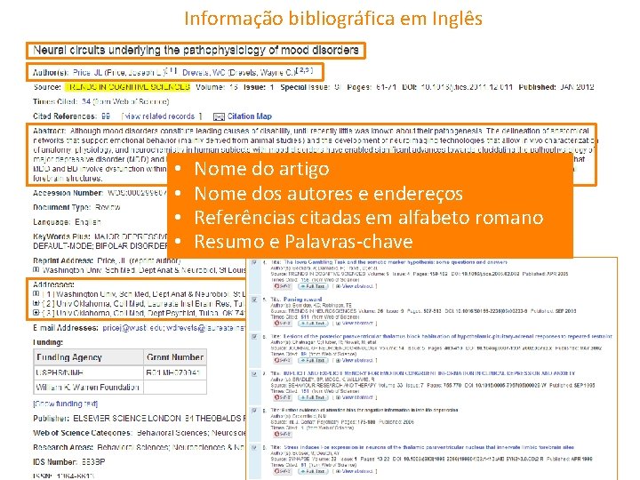 Informação bibliográfica em Inglês • • Nome do artigo Nome dos autores e endereços