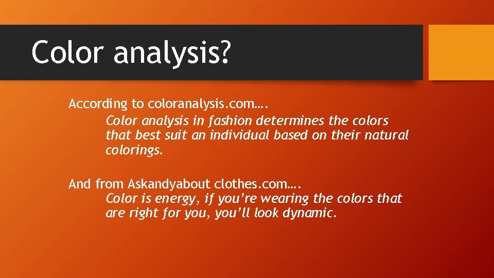 Color Analysis Example By David Oliver Color analysis