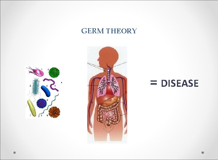 GERM THEORY + = DISEASE 