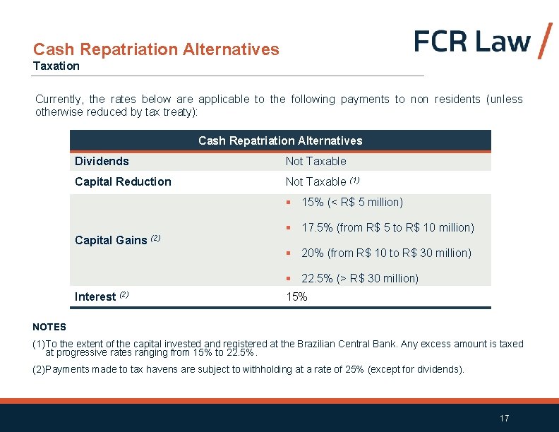 Cash Repatriation Alternatives Taxation Currently, the rates below are applicable to the following payments