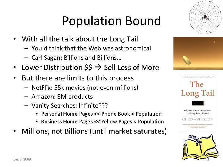 Population Bound • With all the talk about the Long Tail – You’d think