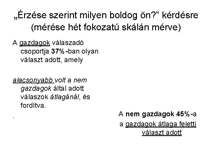 „Érzése szerint milyen boldog ön? ” kérdésre (mérése hét fokozatú skálán mérve) A gazdagok