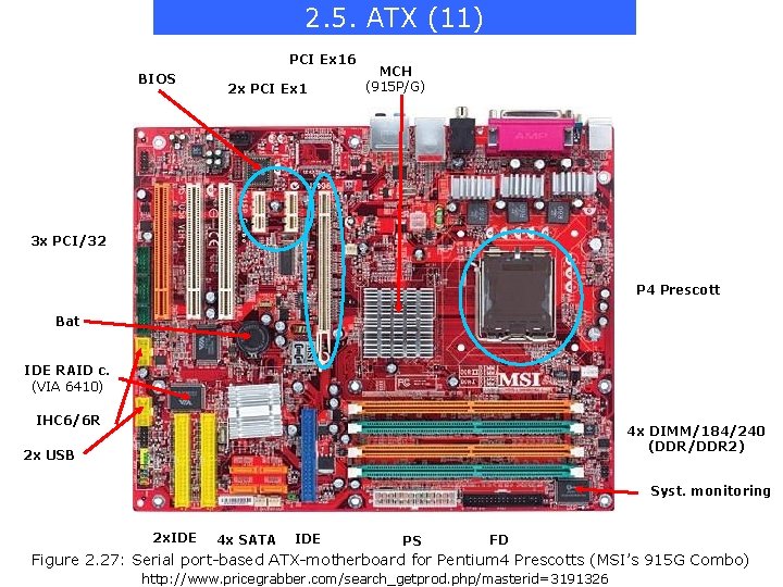 2. 5. ATX (11) PCI Ex 16 BIOS 2 x PCI Ex 1 MCH