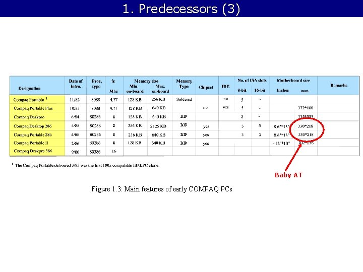 1. Predecessors (3) DIP DIP Baby AT Figure 1. 3: Main features of early