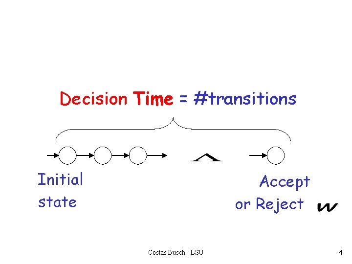 Decision Time = #transitions Initial state Accept or Reject Costas Busch - LSU 4