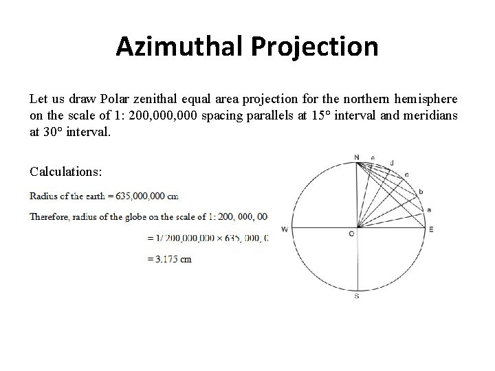 Azimuthal Projection Let us draw Polar zenithal equal area projection for the northern hemisphere