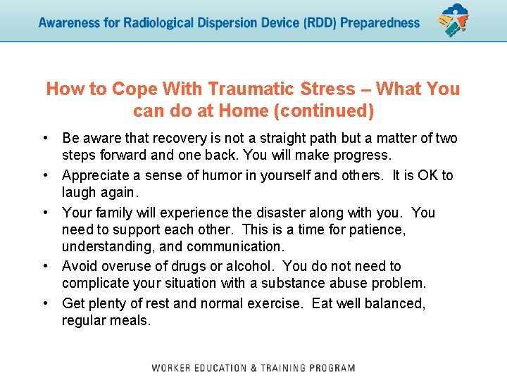 How to Cope With Traumatic Stress – What You can do at Home (continued)