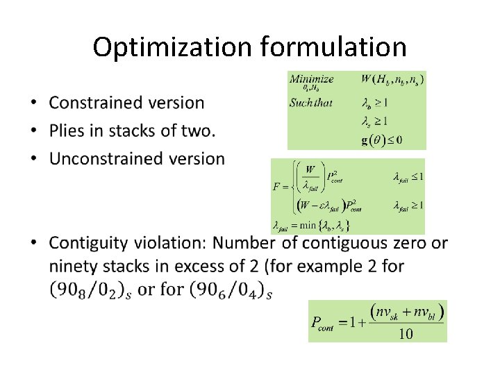 Optimization formulation • 