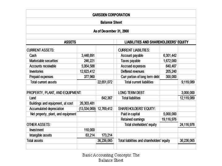 Basic Accounting Concepts: The Balance Sheet 