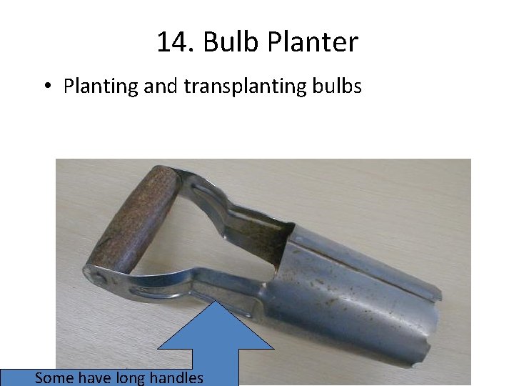 14. Bulb Planter • Planting and transplanting bulbs Some have long handles 