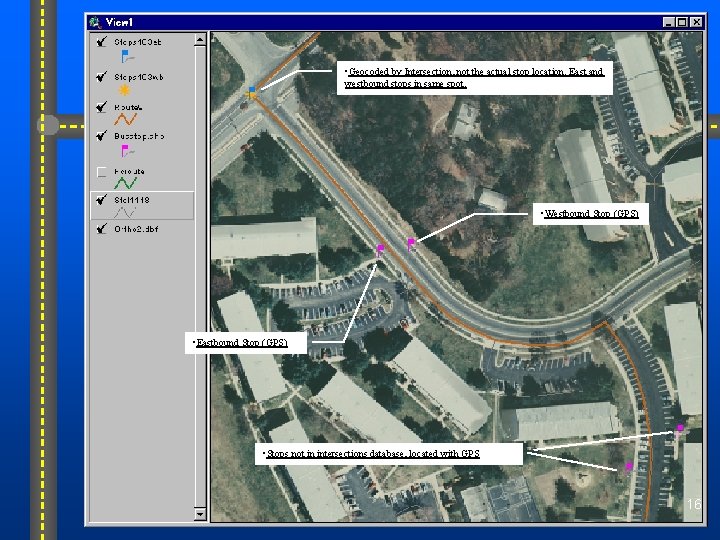  • Geocoded by Intersection, not the actual stop location. East and westbound stops