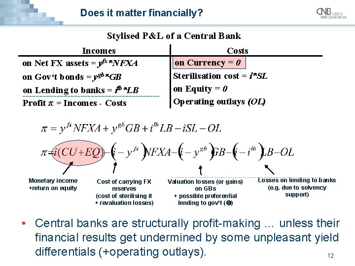 Does it matter financially? Stylised P&L of a Central Bank Incomes on Net FX