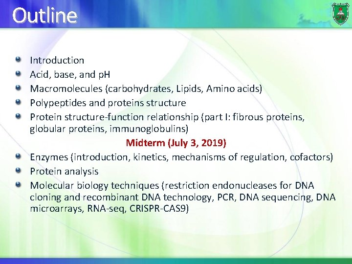 Outline Introduction Acid, base, and p. H Macromolecules (carbohydrates, Lipids, Amino acids) Polypeptides and