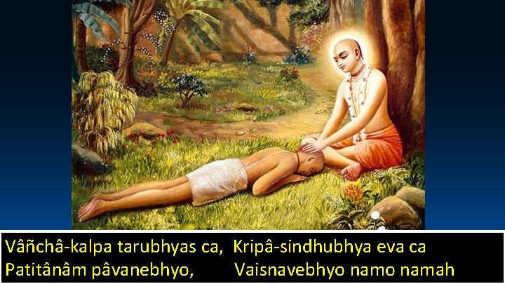 Vâñchâ-kalpa tarubhyas ca, Kripâ-sindhubhya eva ca Patitânâm pâvanebhyo, Vaisnavebhyo namah 43 