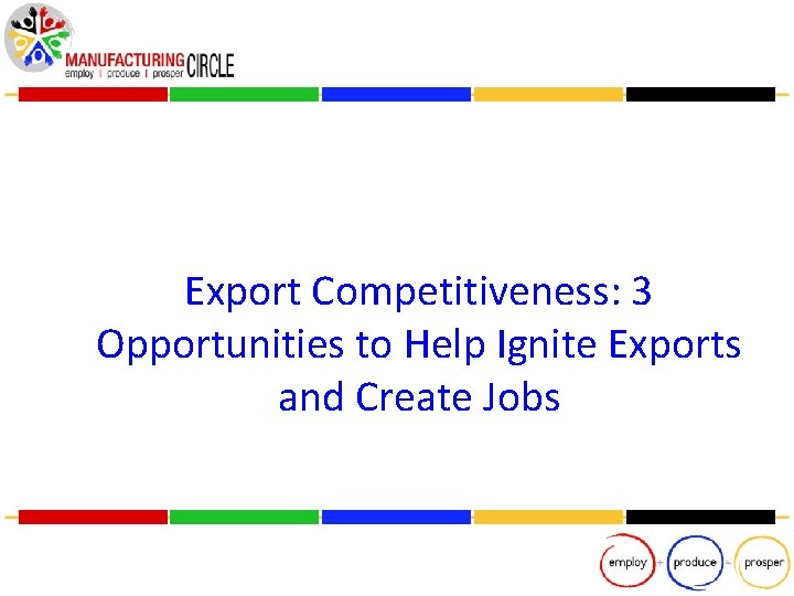 Export Competitiveness: 3 Opportunities to Help Ignite Exports and Create Jobs 22 
