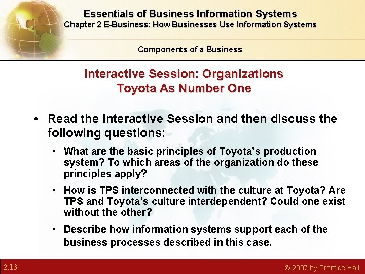 Essentials of Business Information Systems Chapter 2 E-Business: How Businesses Use Information Systems Components Essentials of Business Information Systems Chapter 2 E-Business: How Businesses Use Information Systems Components