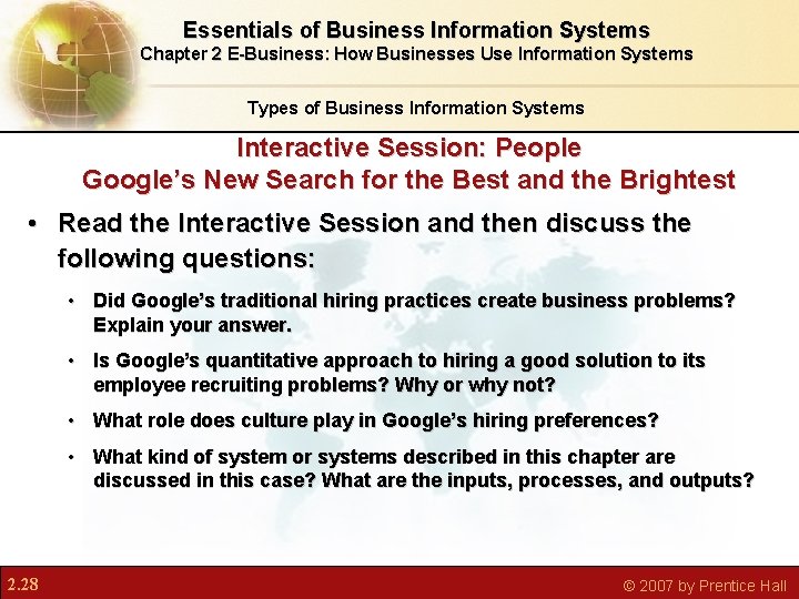 Essentials of Business Information Systems Chapter 2 E-Business: How Businesses Use Information Systems Types Essentials of Business Information Systems Chapter 2 E-Business: How Businesses Use Information Systems Types