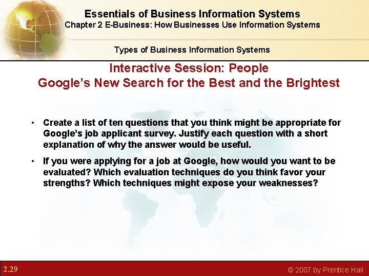 Essentials of Business Information Systems Chapter 2 E-Business: How Businesses Use Information Systems Types Essentials of Business Information Systems Chapter 2 E-Business: How Businesses Use Information Systems Types