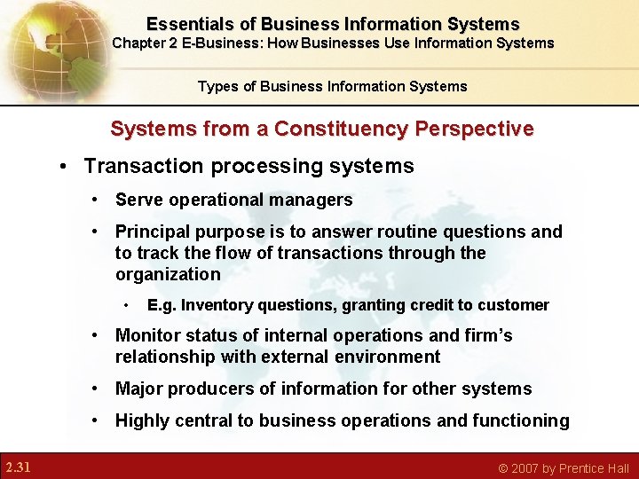Essentials of Business Information Systems Chapter 2 E-Business: How Businesses Use Information Systems Types Essentials of Business Information Systems Chapter 2 E-Business: How Businesses Use Information Systems Types