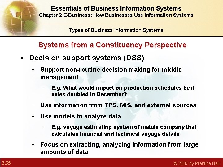 Essentials of Business Information Systems Chapter 2 E-Business: How Businesses Use Information Systems Types Essentials of Business Information Systems Chapter 2 E-Business: How Businesses Use Information Systems Types
