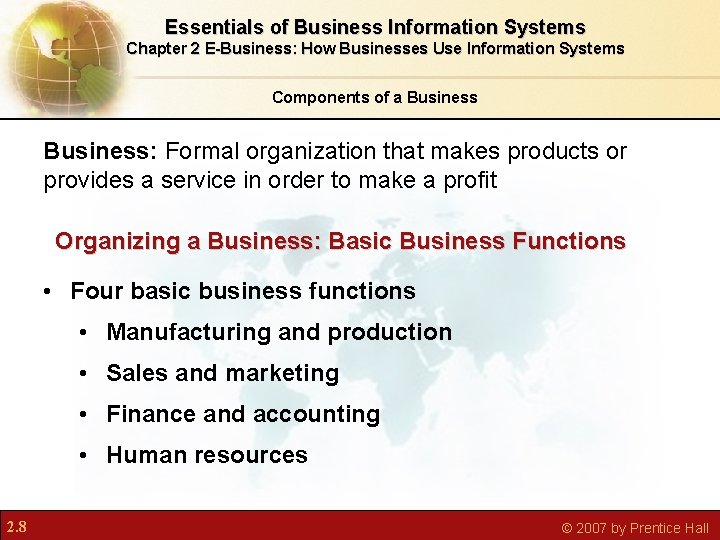 Essentials of Business Information Systems Chapter 2 E-Business: How Businesses Use Information Systems Components Essentials of Business Information Systems Chapter 2 E-Business: How Businesses Use Information Systems Components