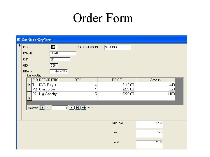 Order Form 