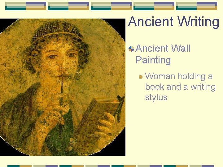 Ancient Writing Ancient Wall Painting l Woman holding a book and a writing stylus