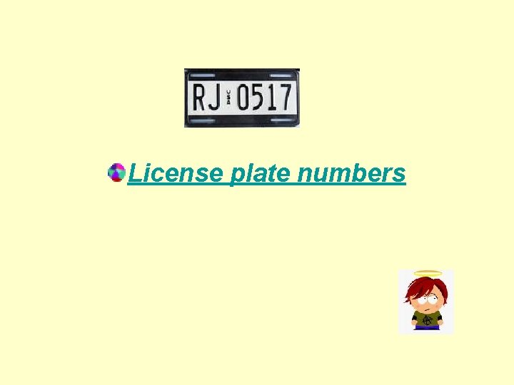 License plate numbers 