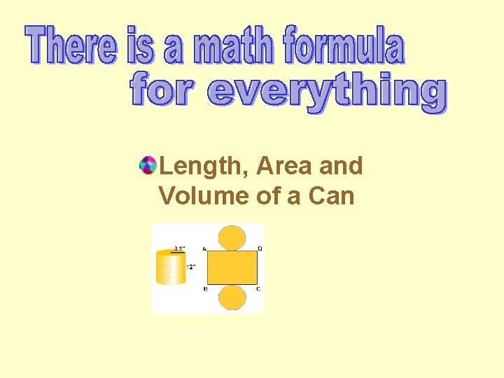 Length, Area and Volume of a Can 