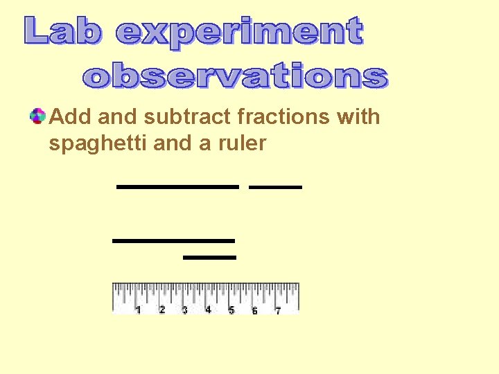 Add and subtract fractions with spaghetti and a ruler 