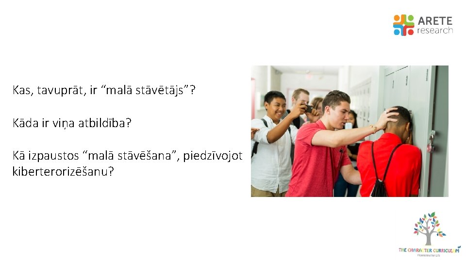 Kas, tavuprāt, ir “malā stāvētājs”? Kāda ir viņa atbildība? Kā izpaustos “malā stāvēšana”, piedzīvojot