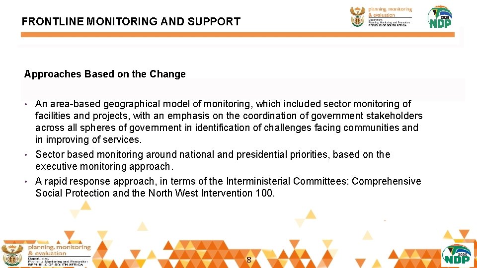 FRONTLINE MONITORING AND SUPPORT Approaches Based on the Change An area-based geographical model of