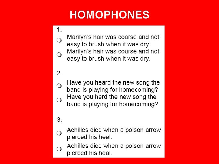 HOMOPHONES 