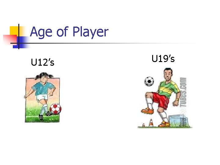 Age of Player U 12’s U 19’s 