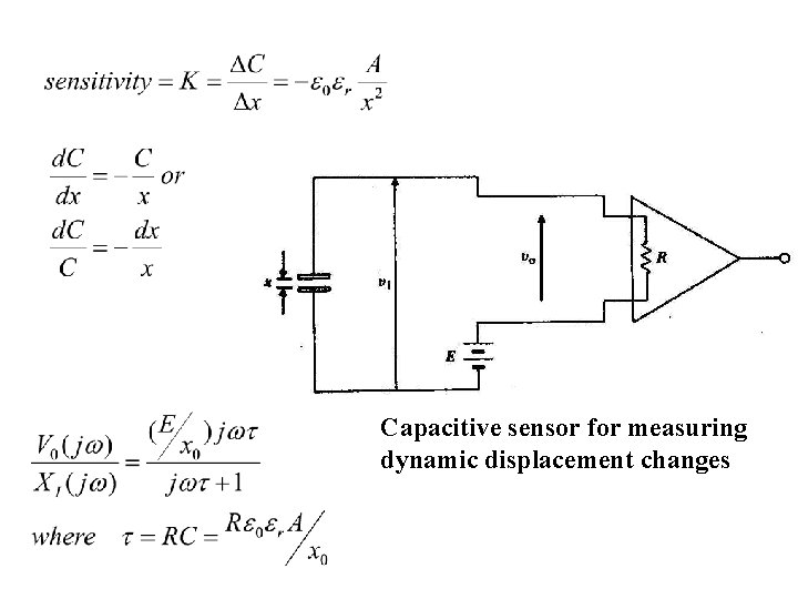 Capacitive sensor for measuring dynamic displacement changes 