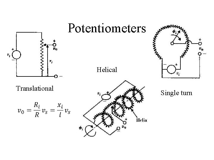 Potentiometers Helical Translational Single turn 