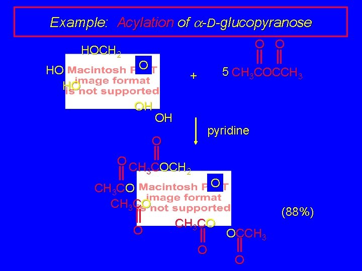 Example: Acylation of a-D-glucopyranose HOCH 2 HO HO O 5 CH 3 COCCH 3