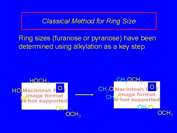 Classical Method for Ring Size Ring sizes (furanose or pyranose) have been determined using