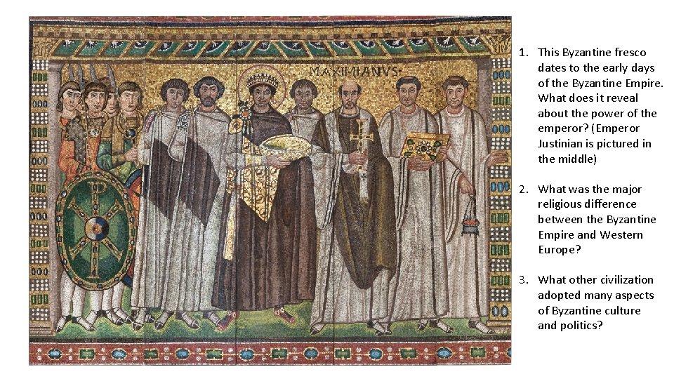 1. This Byzantine fresco dates to the early days of the Byzantine Empire. What