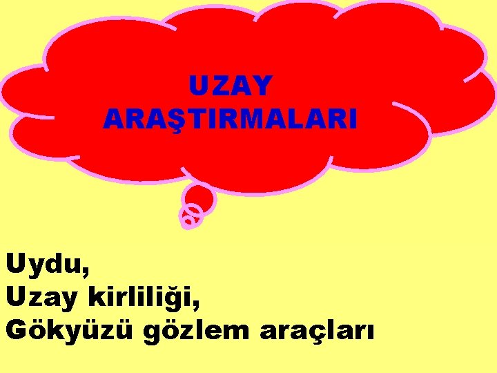 UZAY ARAŞTIRMALARI Uydu, Uzay kirliliği, Gökyüzü gözlem araçları * 