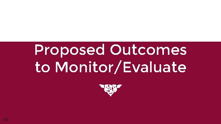 Proposed Outcomes to Monitor/Evaluate 40 