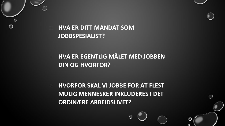 - HVA ER DITT MANDAT SOM JOBBSPESIALIST? - HVA ER EGENTLIG MÅLET MED JOBBEN