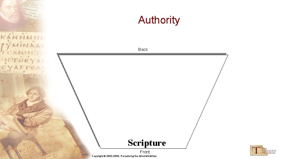 Authority Back Scripture Front Copyright © 2002 -2006, Reclaiming the Mind Ministries 