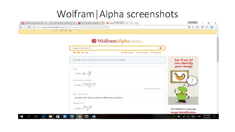 Wolfram|Alpha screenshots 