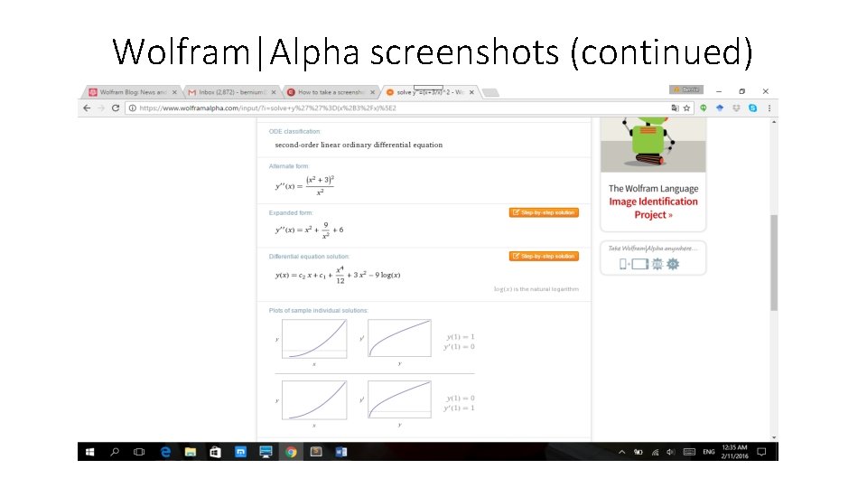 Wolfram|Alpha screenshots (continued) 