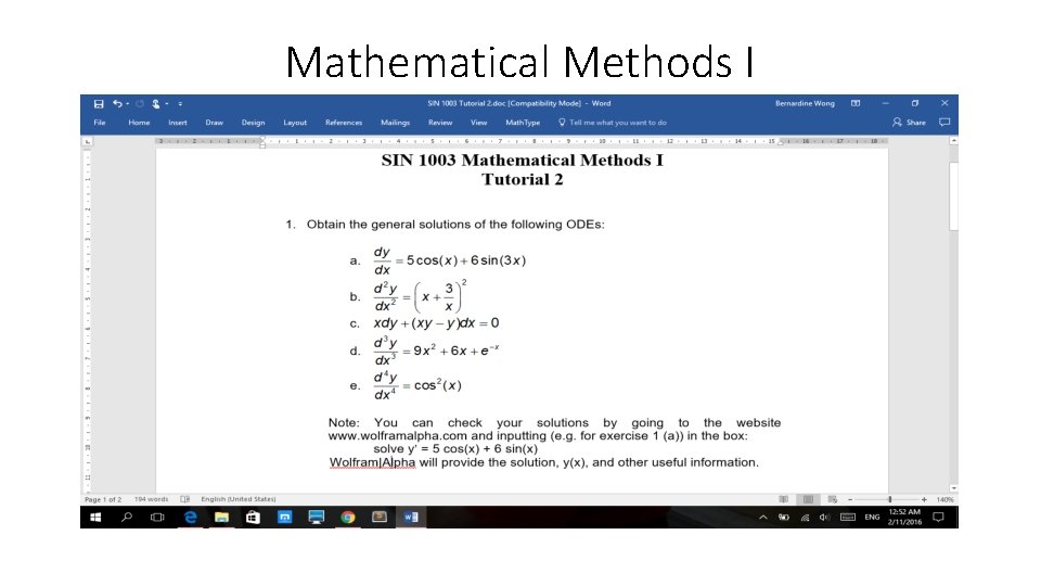 Mathematical Methods I 