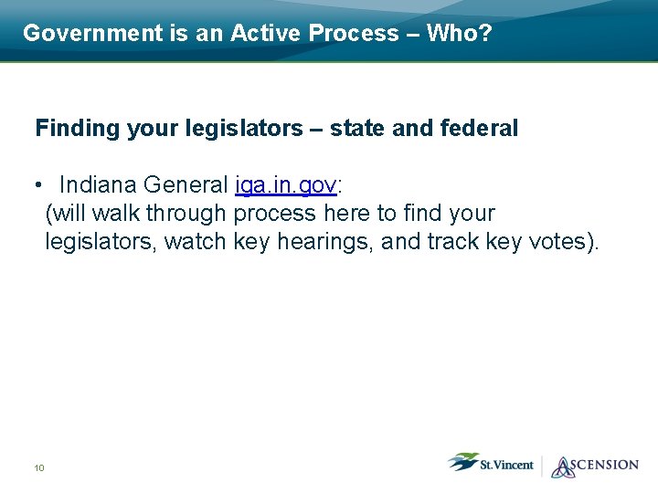 Government is an Active Process – Who? Finding your legislators – state and federal