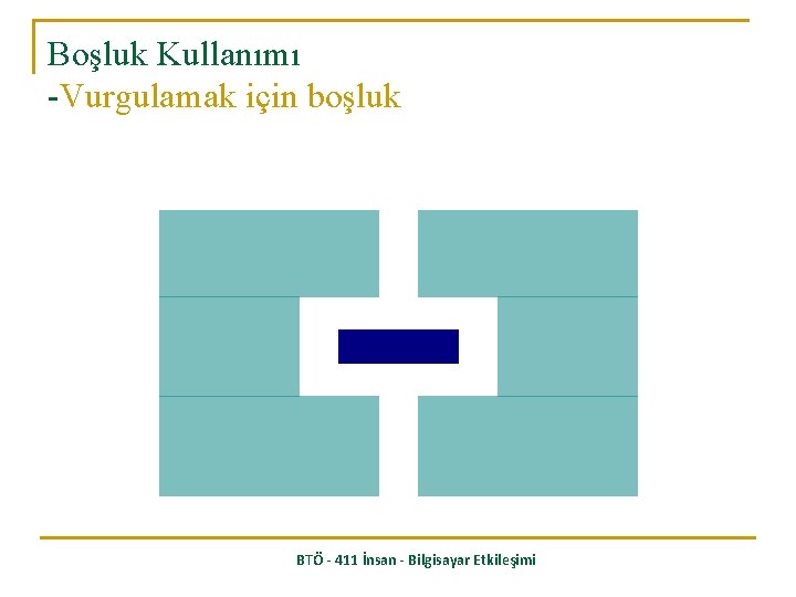 Boşluk Kullanımı -Vurgulamak için boşluk BTÖ - 411 İnsan - Bilgisayar Etkileşimi 