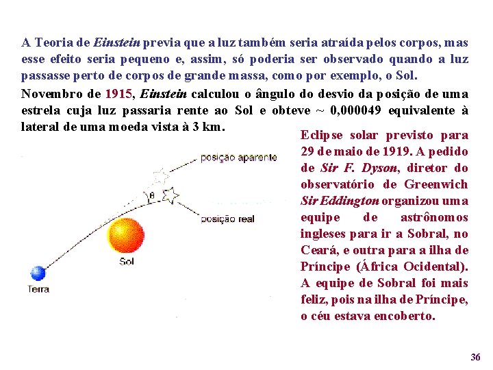 A Teoria de Einstein previa que a luz também seria atraída pelos corpos, mas