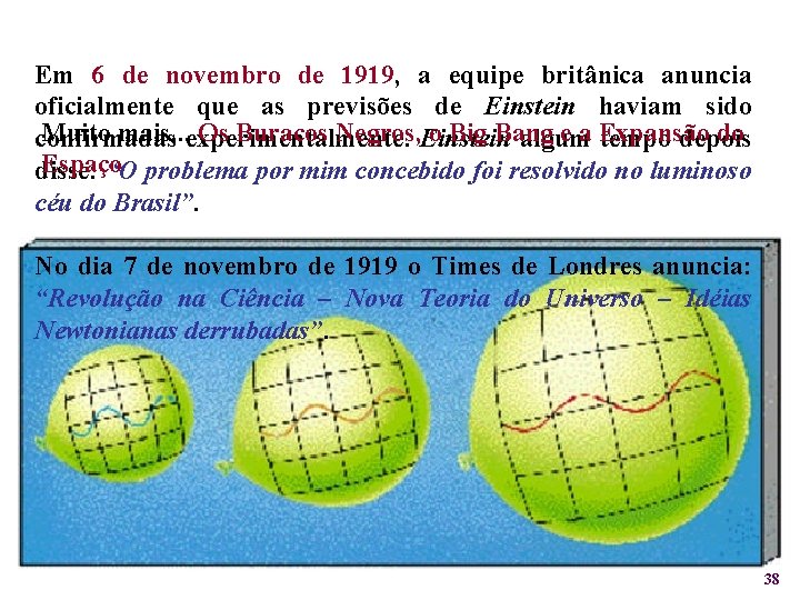 Em 6 de novembro de 1919, a equipe britânica anuncia oficialmente que as previsões